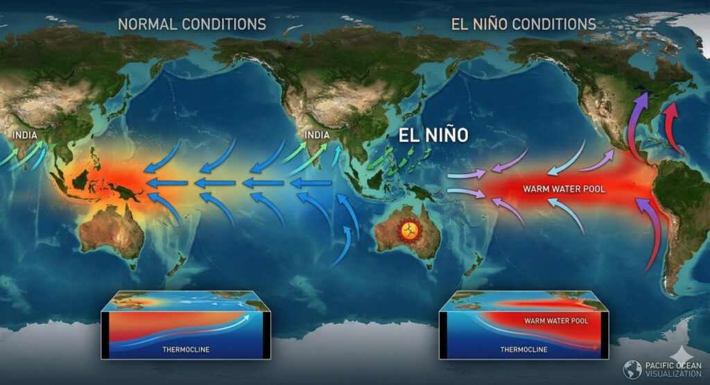 अल नीनो असर 2026 मॉनसून में कम बारिश का अनुमान
